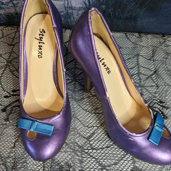 Rare Vintage Styluxe Purple Pin-up Heels - Picture 2 of 5